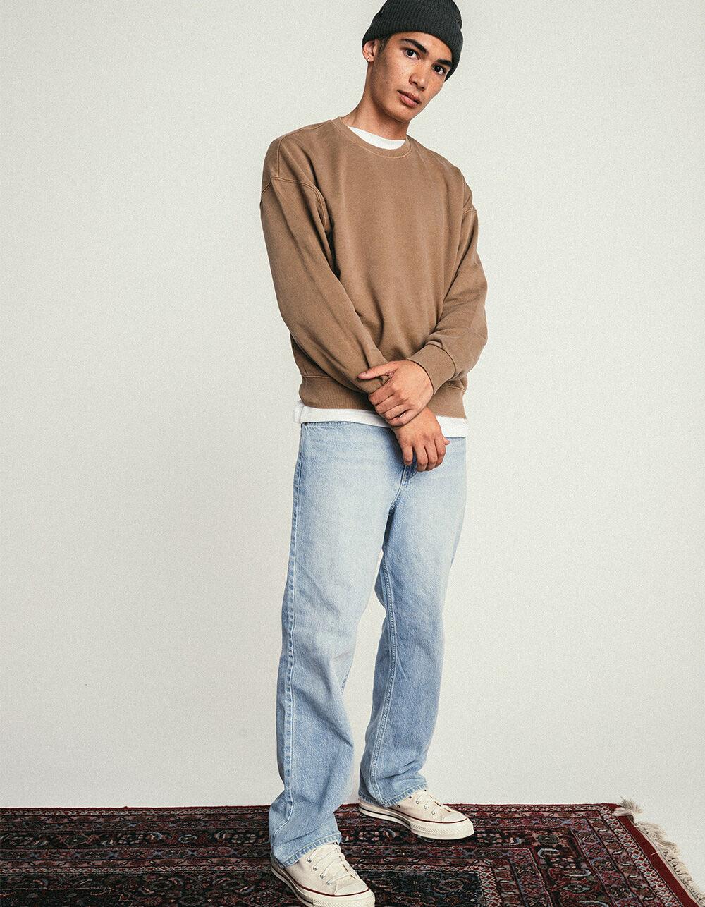 RSQ Mens Washed Oversized Crewneck Sweatshirt - TAN Product Image