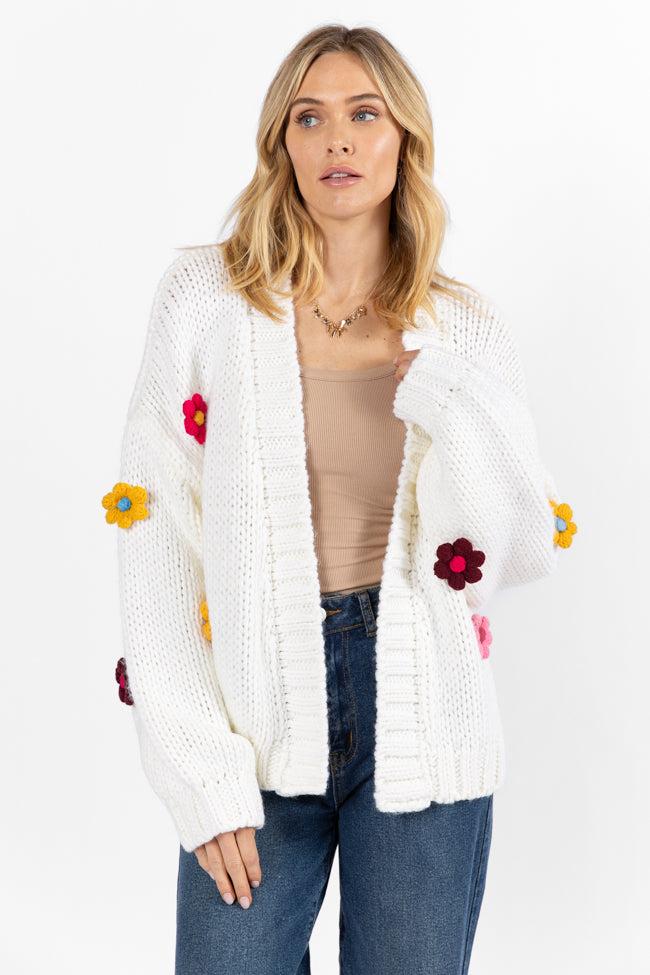 The Way I Feel Ivory Multi Flower Embroidered Cardigan FINAL SALE Product Image