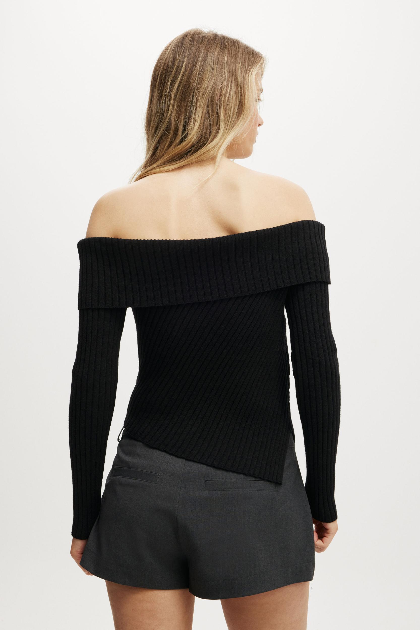 Asym Rib Off Shoulder Knit Product Image