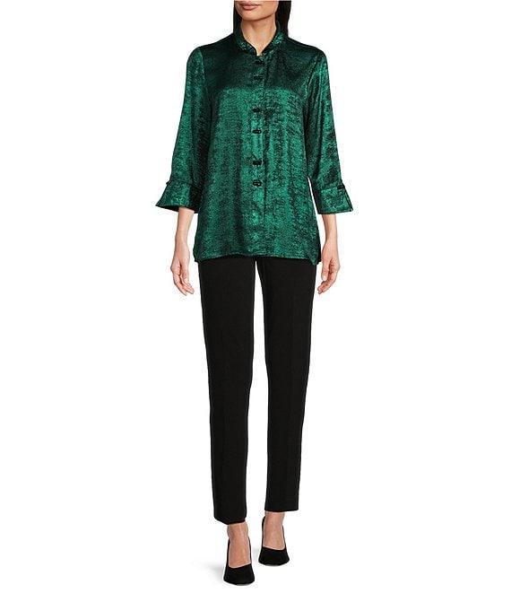 Ali Miles Wire Collar 3/4 Button Cuff Sleeve Button Front Tunic Product Image