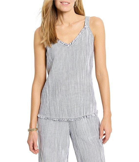 NIC + ZOE Pin Stripe Gauze V-Neck Sleeveless Coordinating Tank Product Image