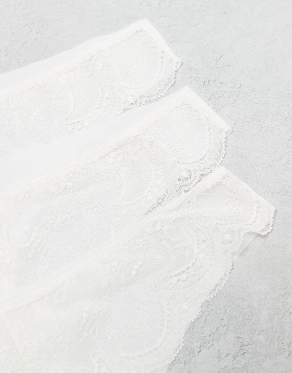 ASOS DESIGN 3 pack no VPL & lace thong in white Product Image