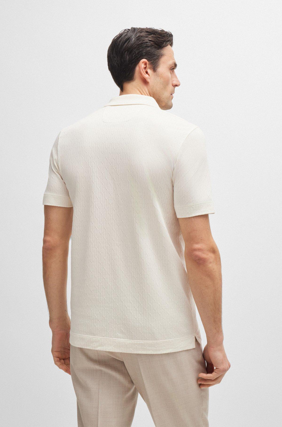 Regular-fit polo shirt in quilted cotton and silk Product Image