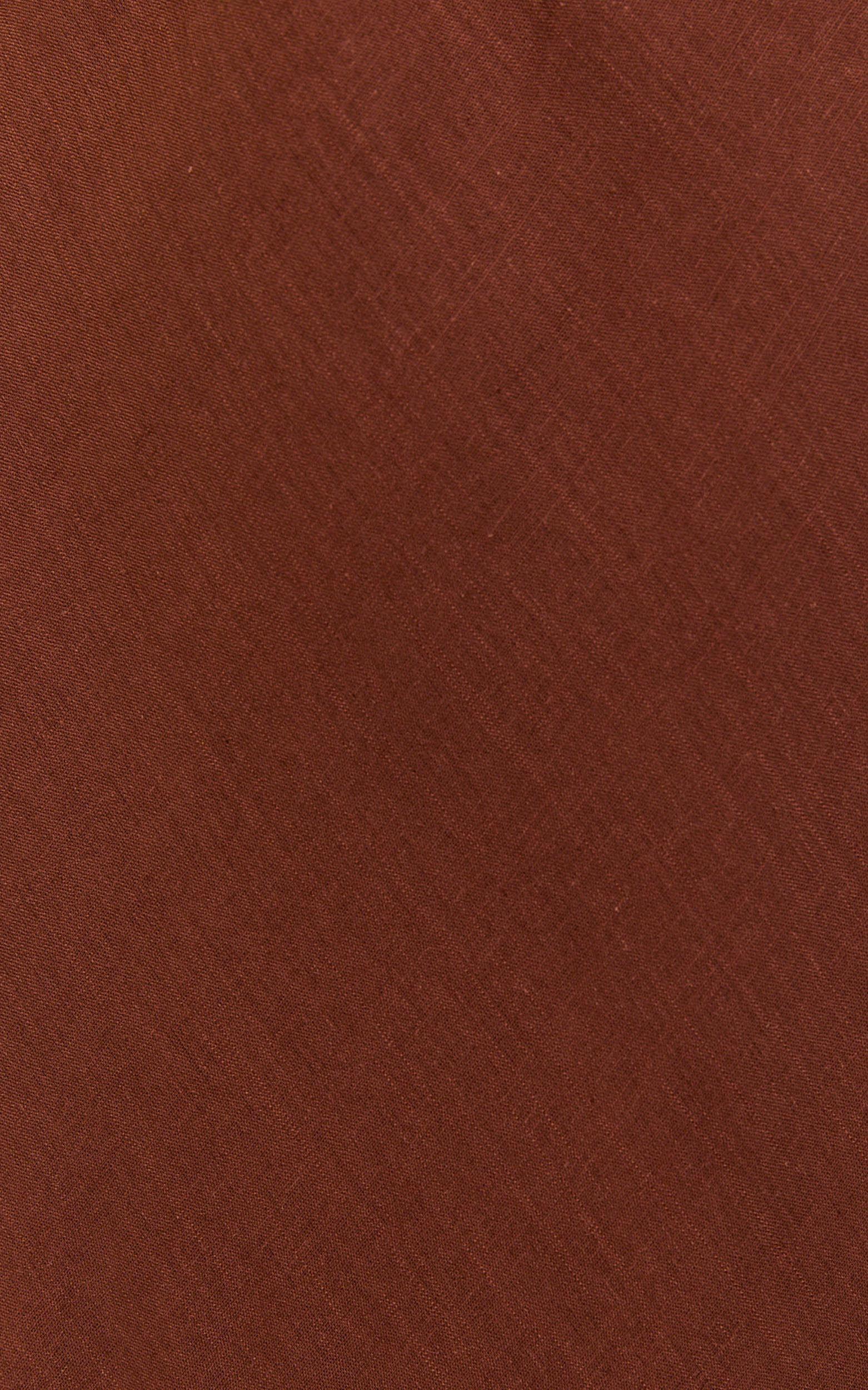 Collins Midi Skirt - Linen Look High Waisted Linen Look Bias Slip Skirt in Chocolate Product Image