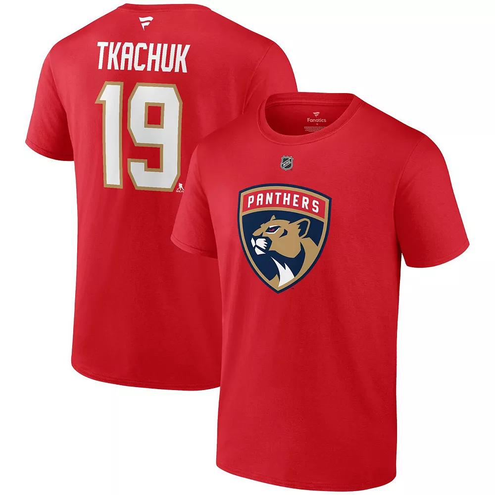 Men's Fanatics Branded Matthew Tkachuk Red Florida Panthers Authentic Stack Name & Number T-Shirt, Size: 2XL, Pnt Red Product Image