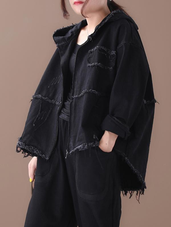 Original Solid Hooded Denim Outwear Product Image