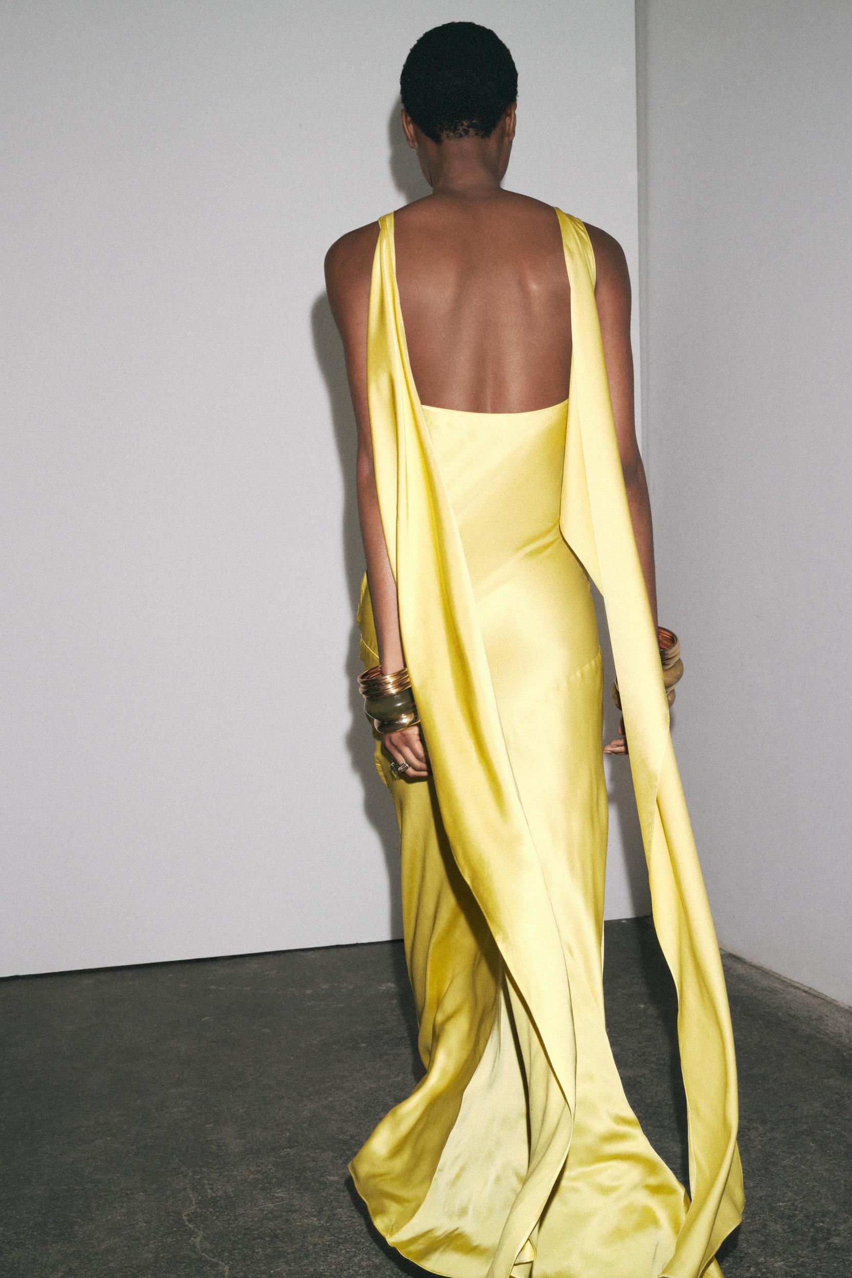 SATIN EFFECT SCARF BACK DRESS Product Image