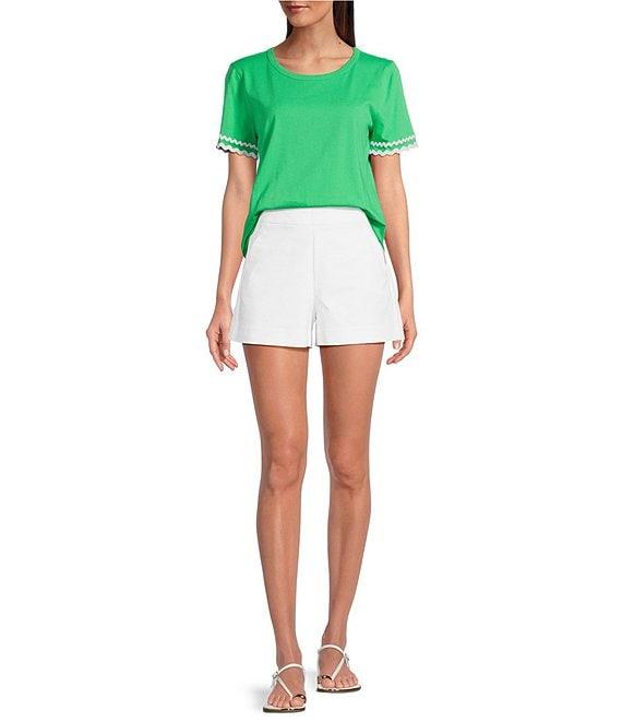 Lilly Pulitzer Clairmont Cotton Jersey Round Neck Short Sleeve Ric Rac Trim Top Product Image
