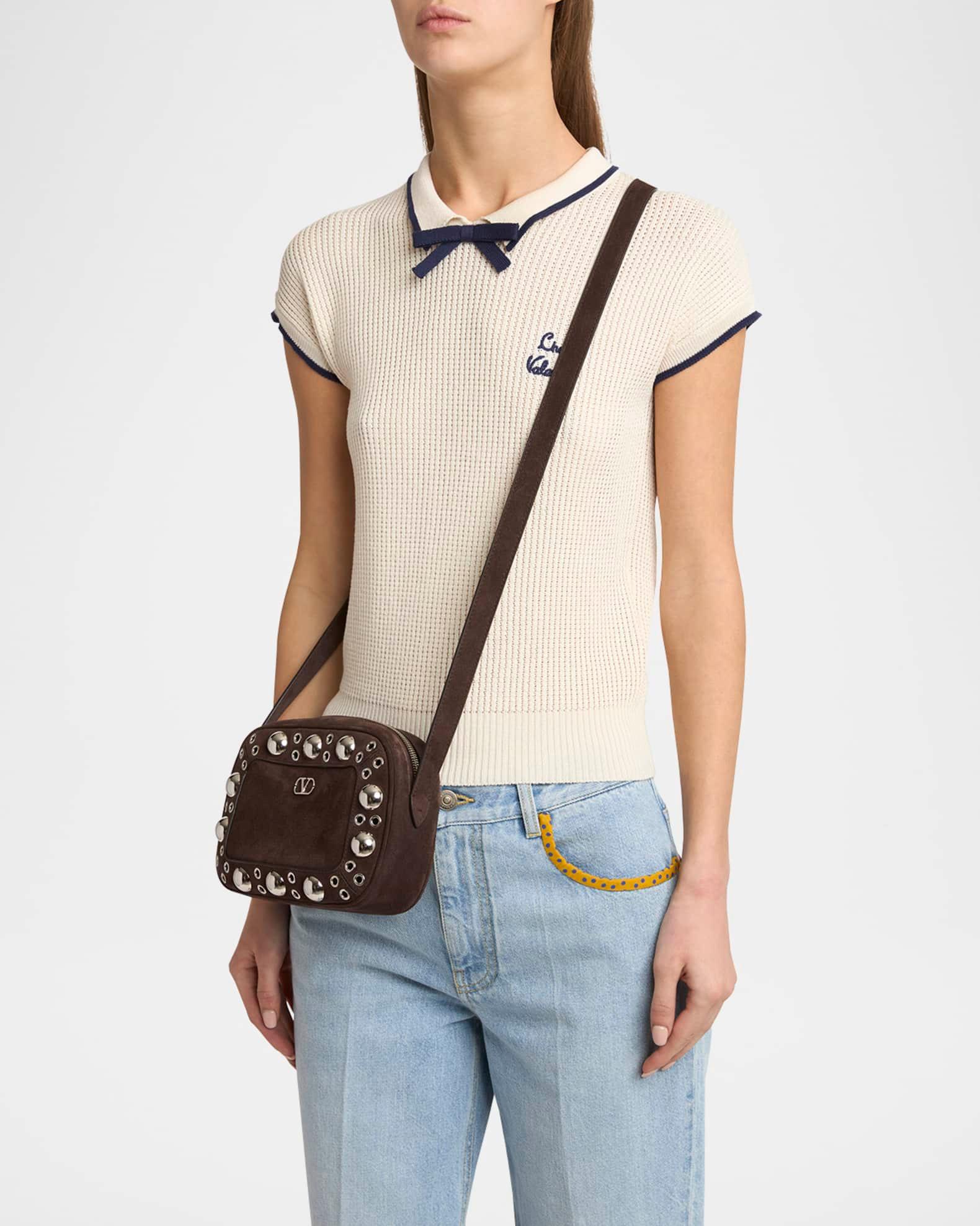 Nellcote Studded Suede Camera Crossbody Bag Product Image