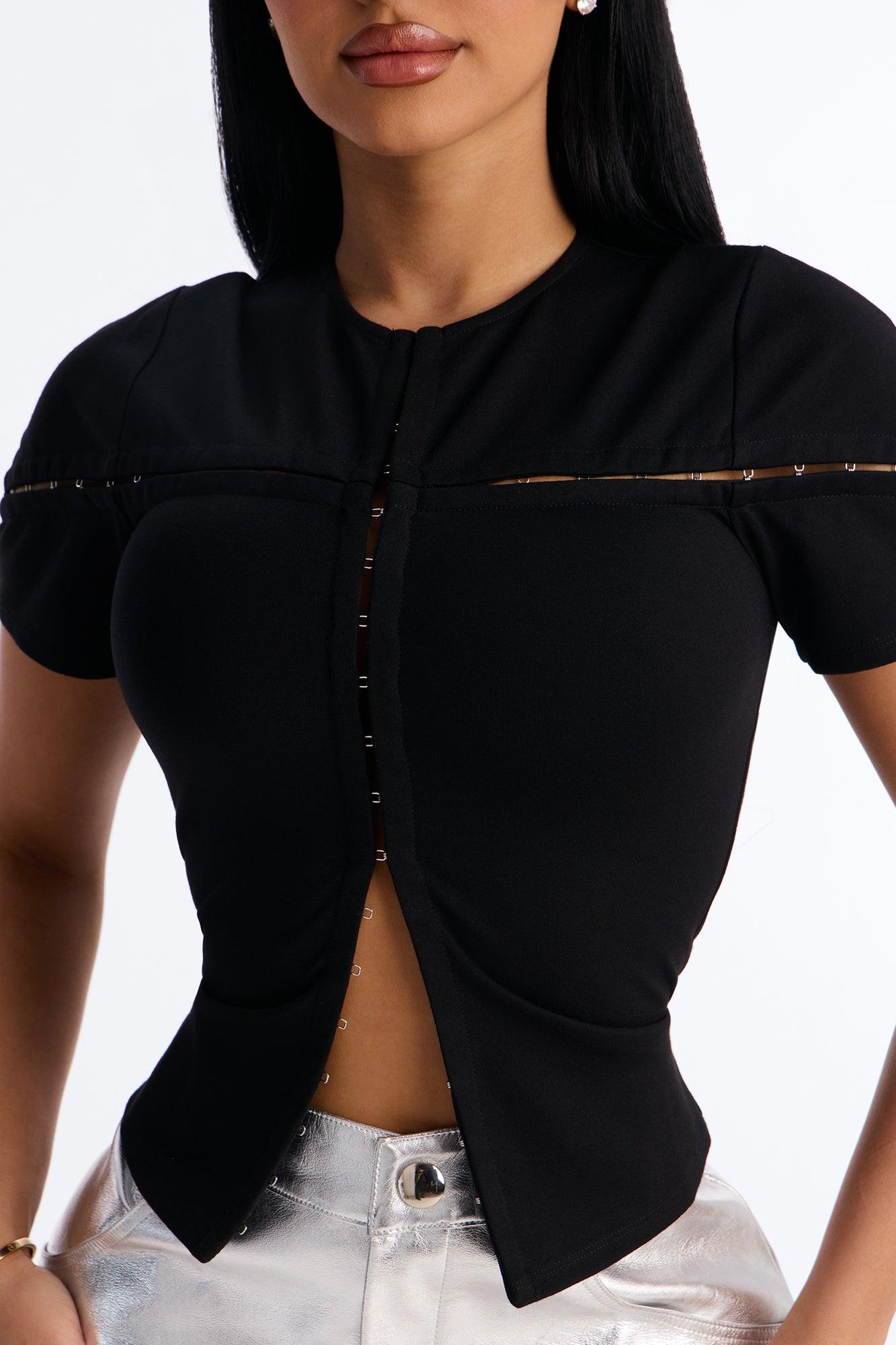 Hooked On You Short Sleeve Top - Black Female Product Image
