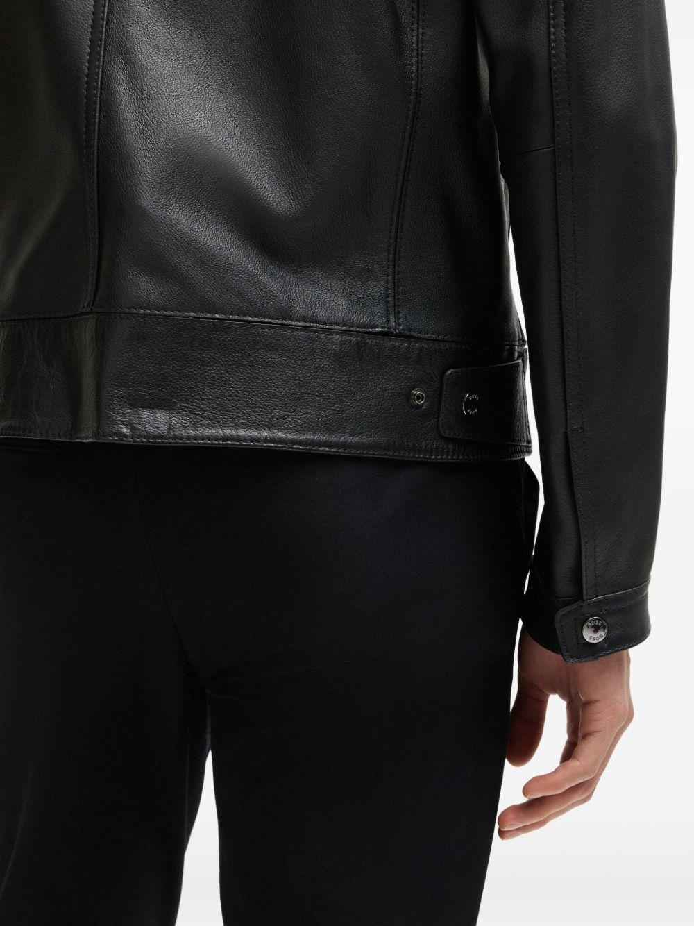 zip-up leather jacket Product Image
