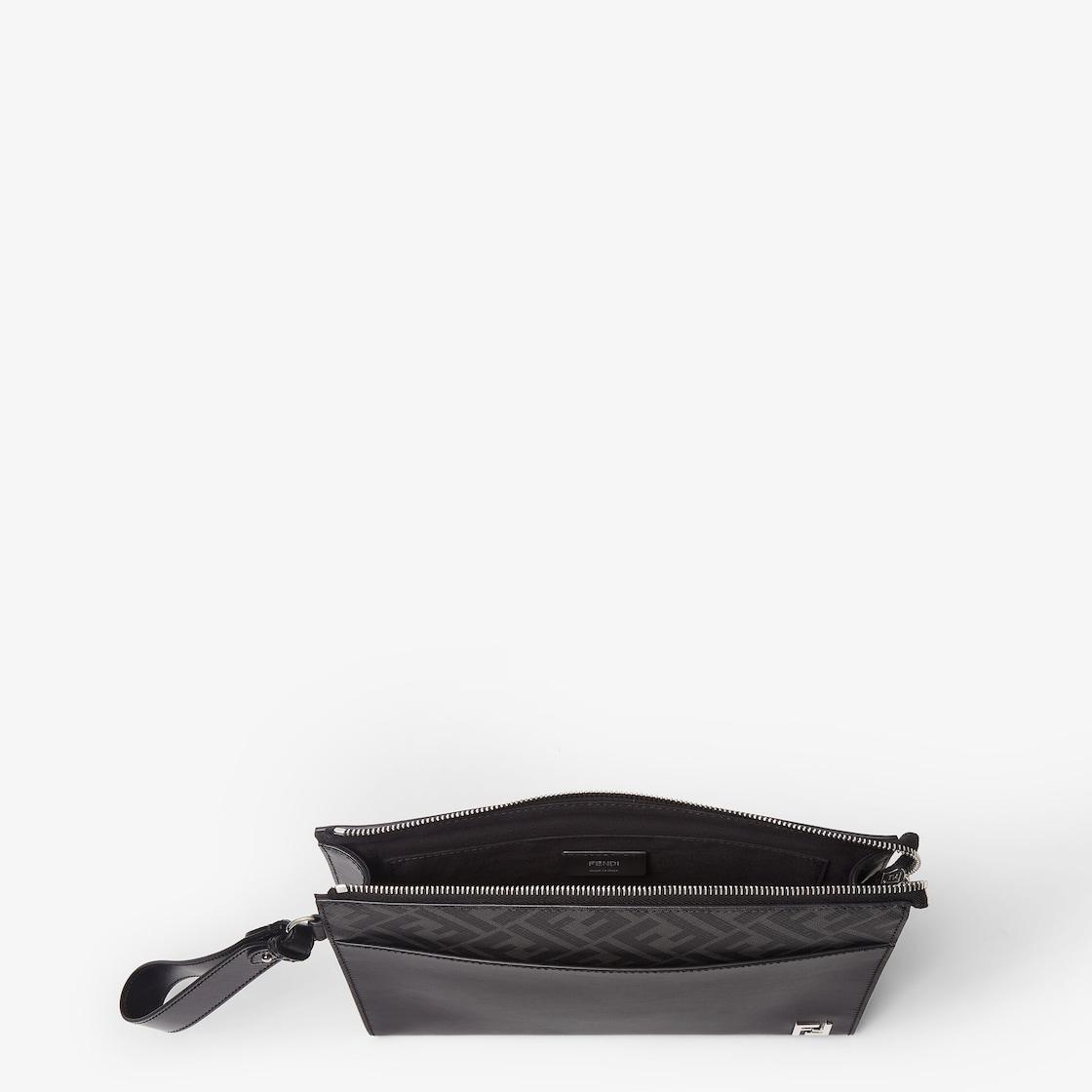 FF Squared ClutchBlack leather and black FF Canvas pouch Product Image