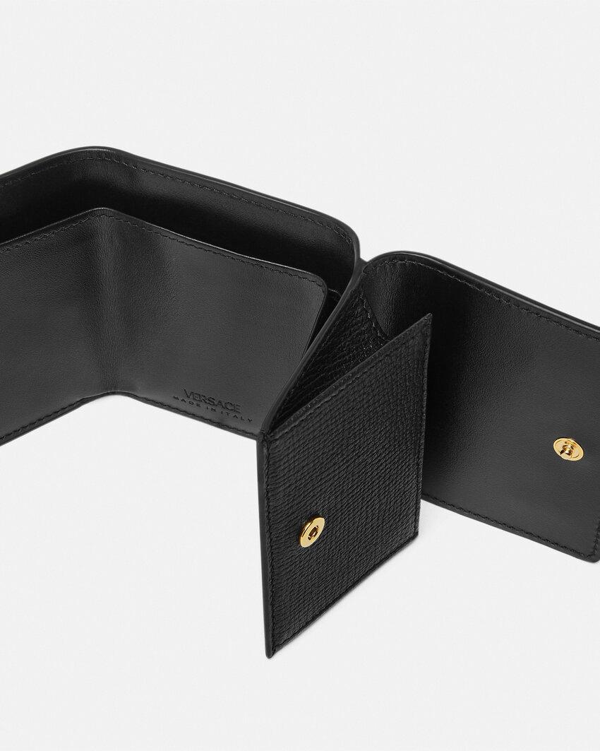 VERSACE Black Small Wallet With Medusa Biggie Logo In Leather Woman Product Image