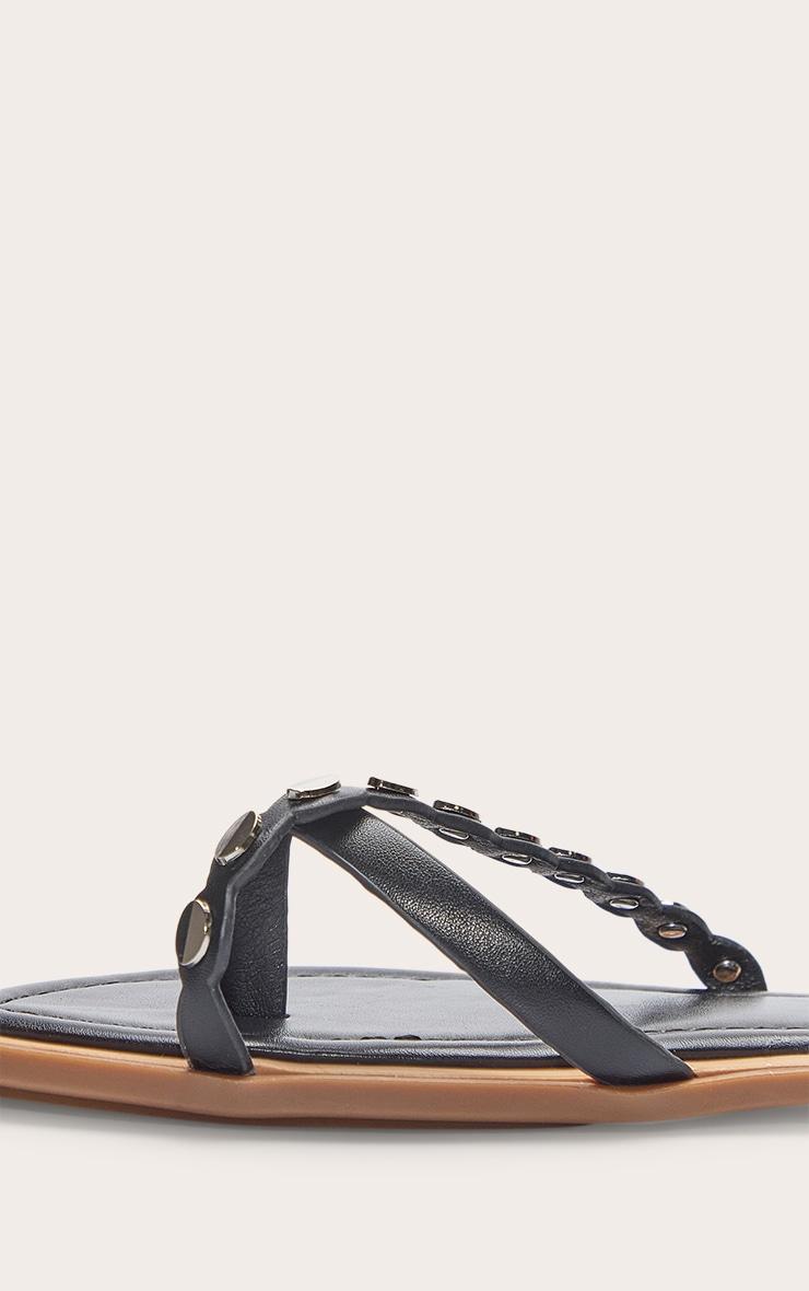 Black Toe Thong Gold Hardware Sandals Product Image