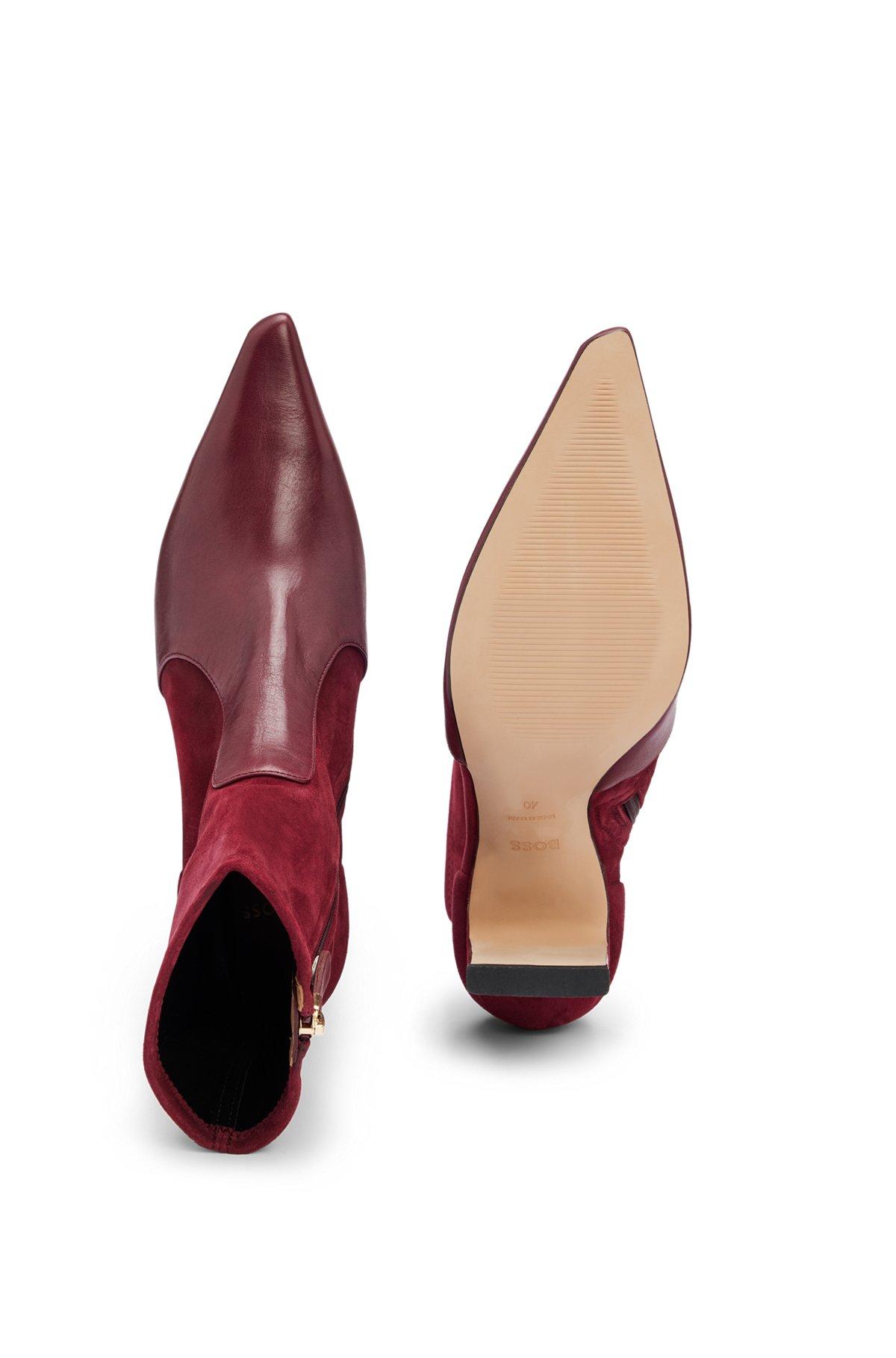 Ankle boots in suede and leather with side zip Product Image