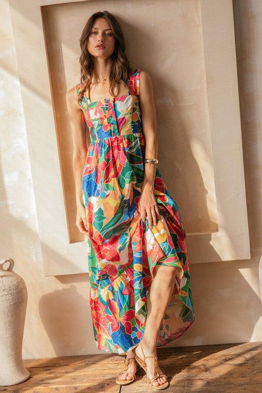 Tropical Print Maxi Dress Product Image