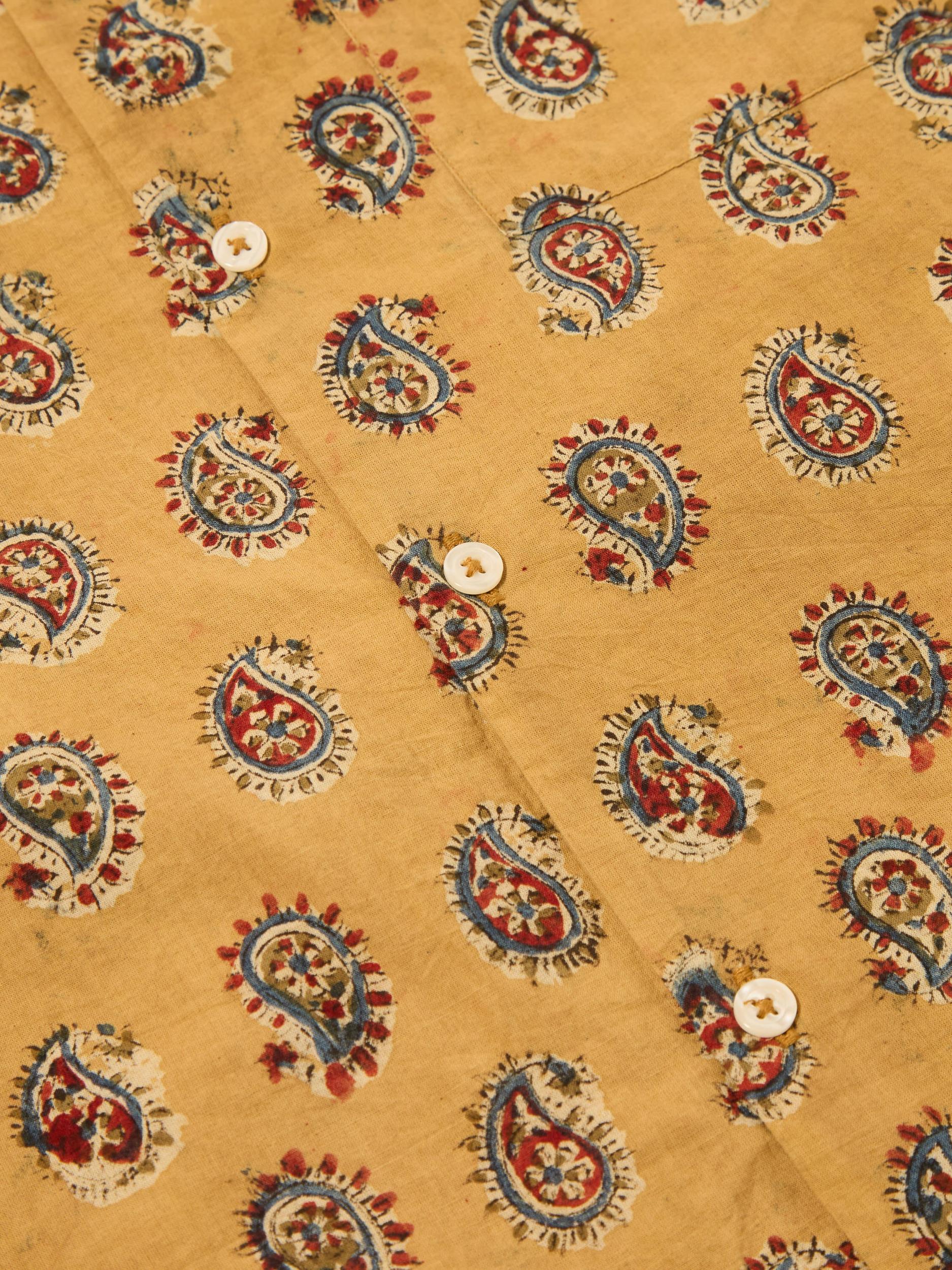 Universal Works Camp Shirt in Camel Kalamkari II Print Product Image