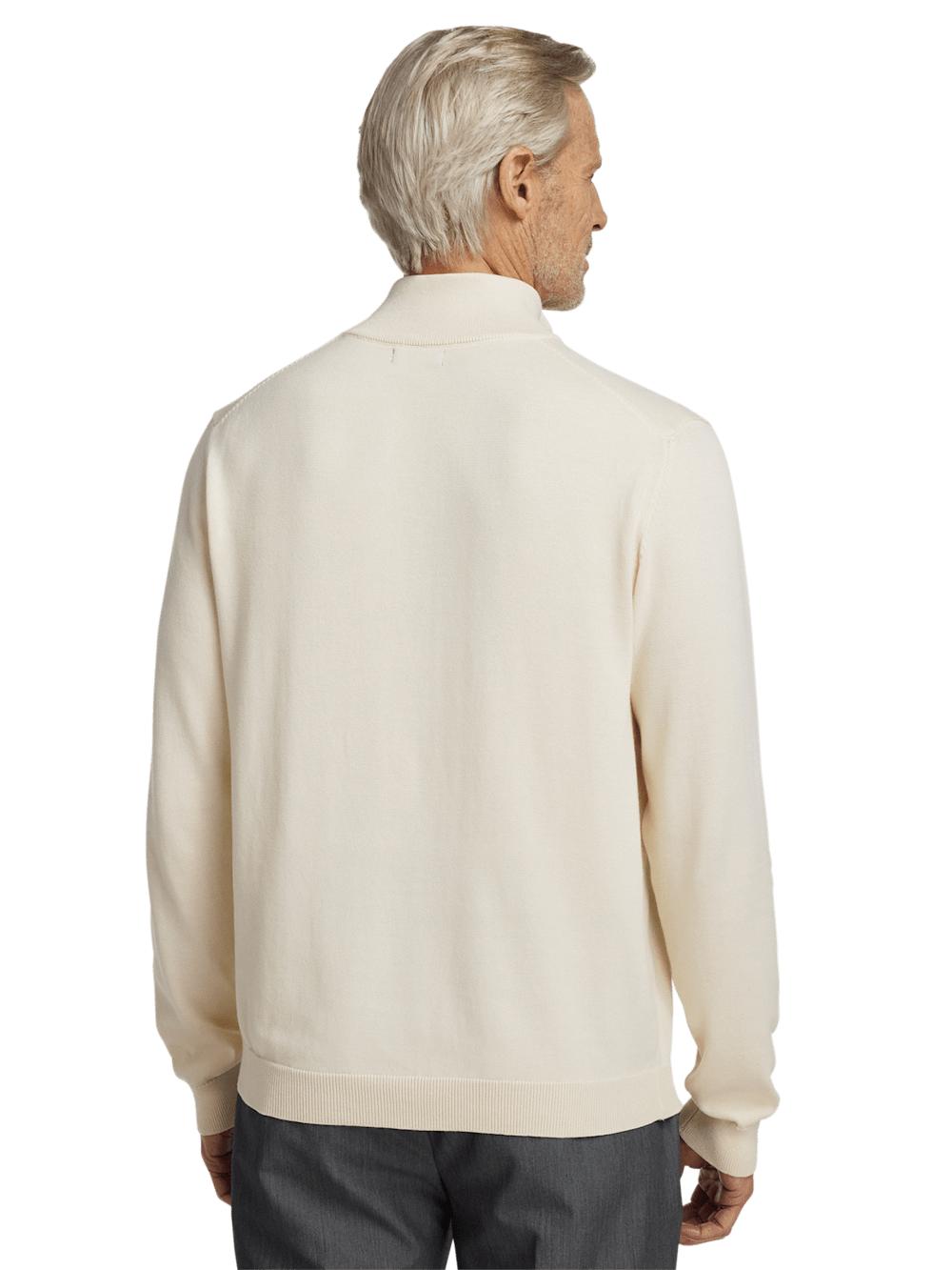 Supima Cotton Quarter Zip Mock Neck Sweater - Ivory Product Image