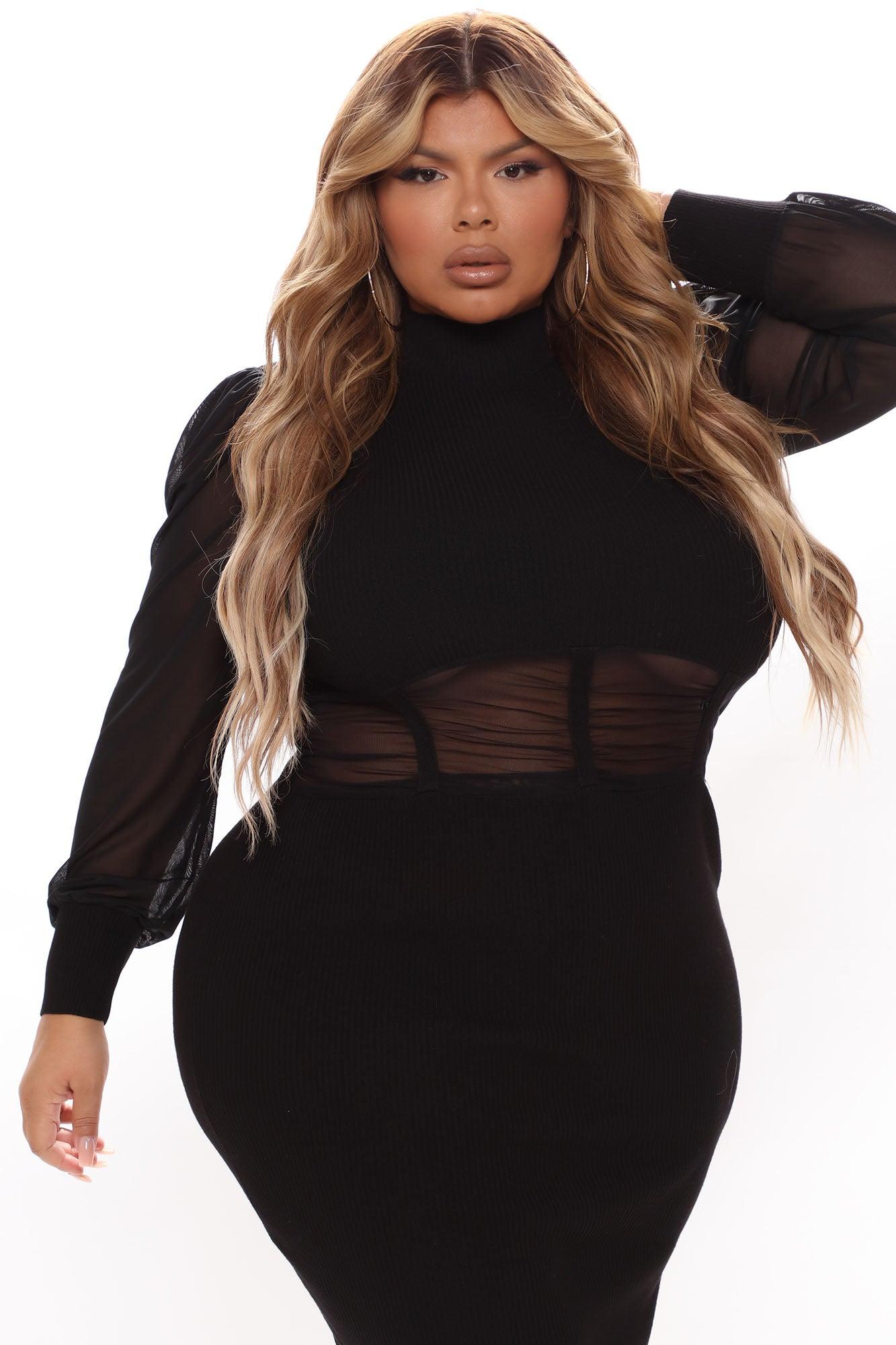 Ruching To You Sweater Midi Dress - Black Female Product Image