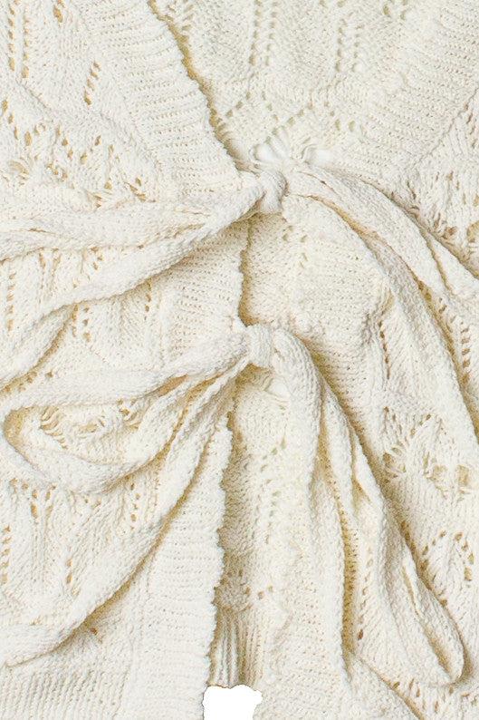 Loose Pointelle Knit Tie Front Cardigan Product Image