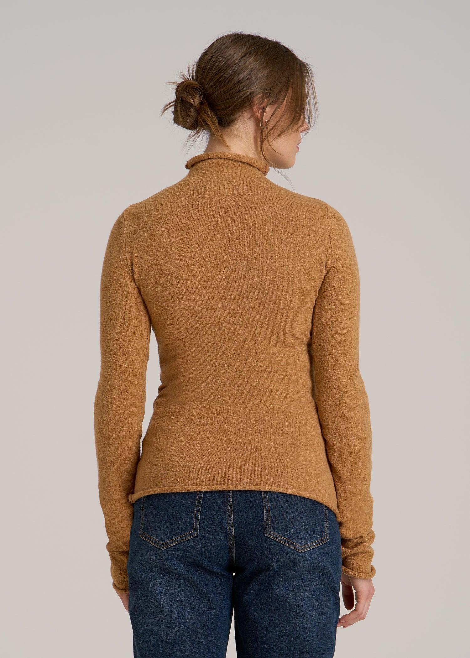 Rolled Mock Neck Sweater for Tall Women in Caramel Female Product Image