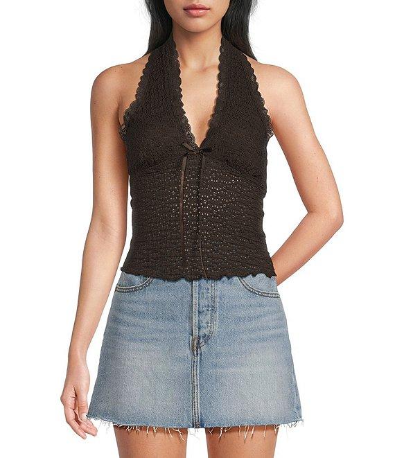 Moa Moa Halter V-Neck Bow Front Top Product Image