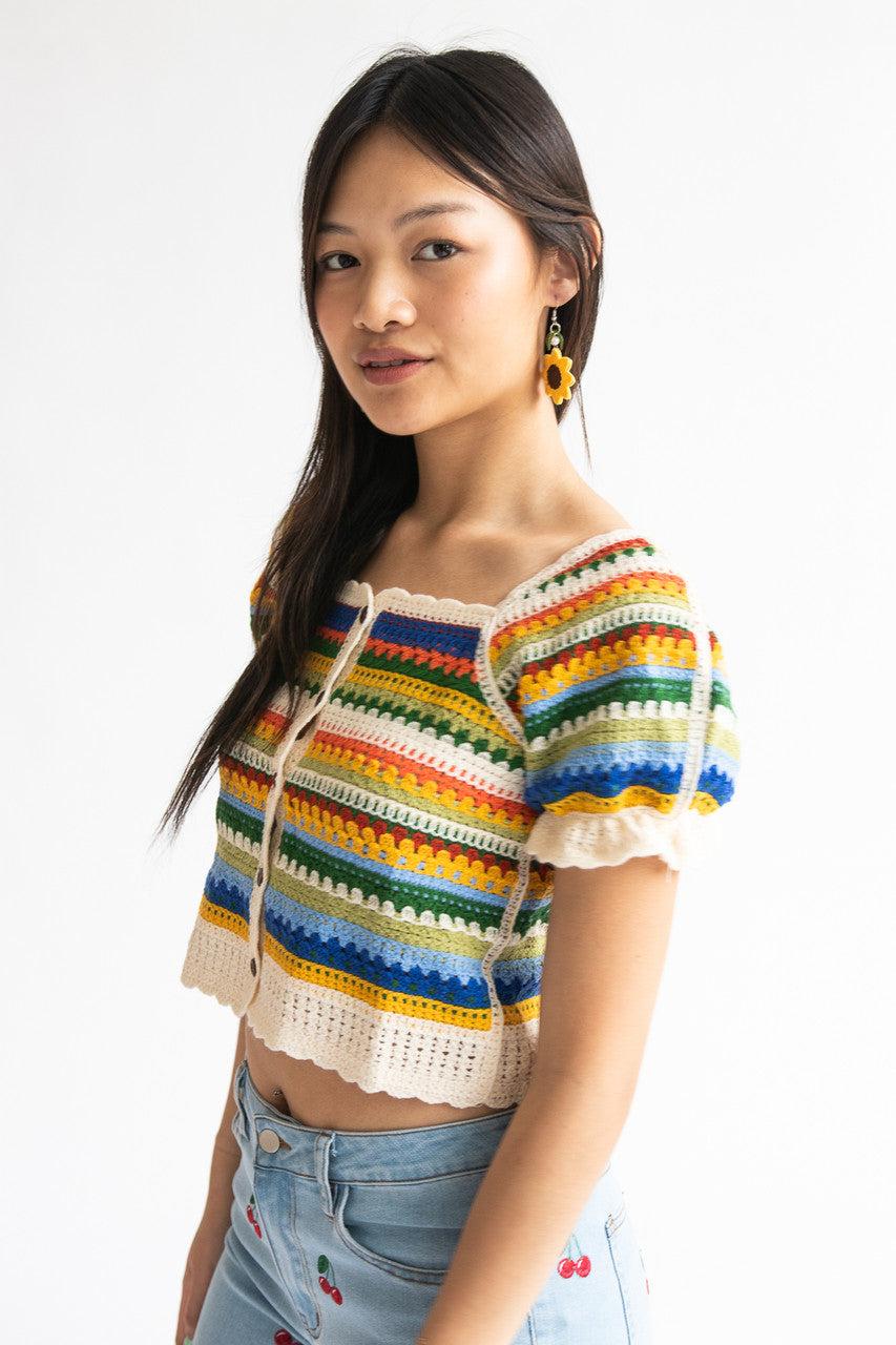 Stripe Crochet Cardigan Product Image