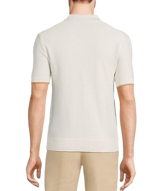 Murano Spread Collar Short Sleeve Sweater Knit Coat Front Shirt Product Image