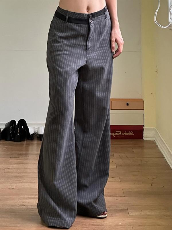 Striped Contrasting Color Drape Suit Pants With A Stylish Waistband And Casual Long Pants Product Image