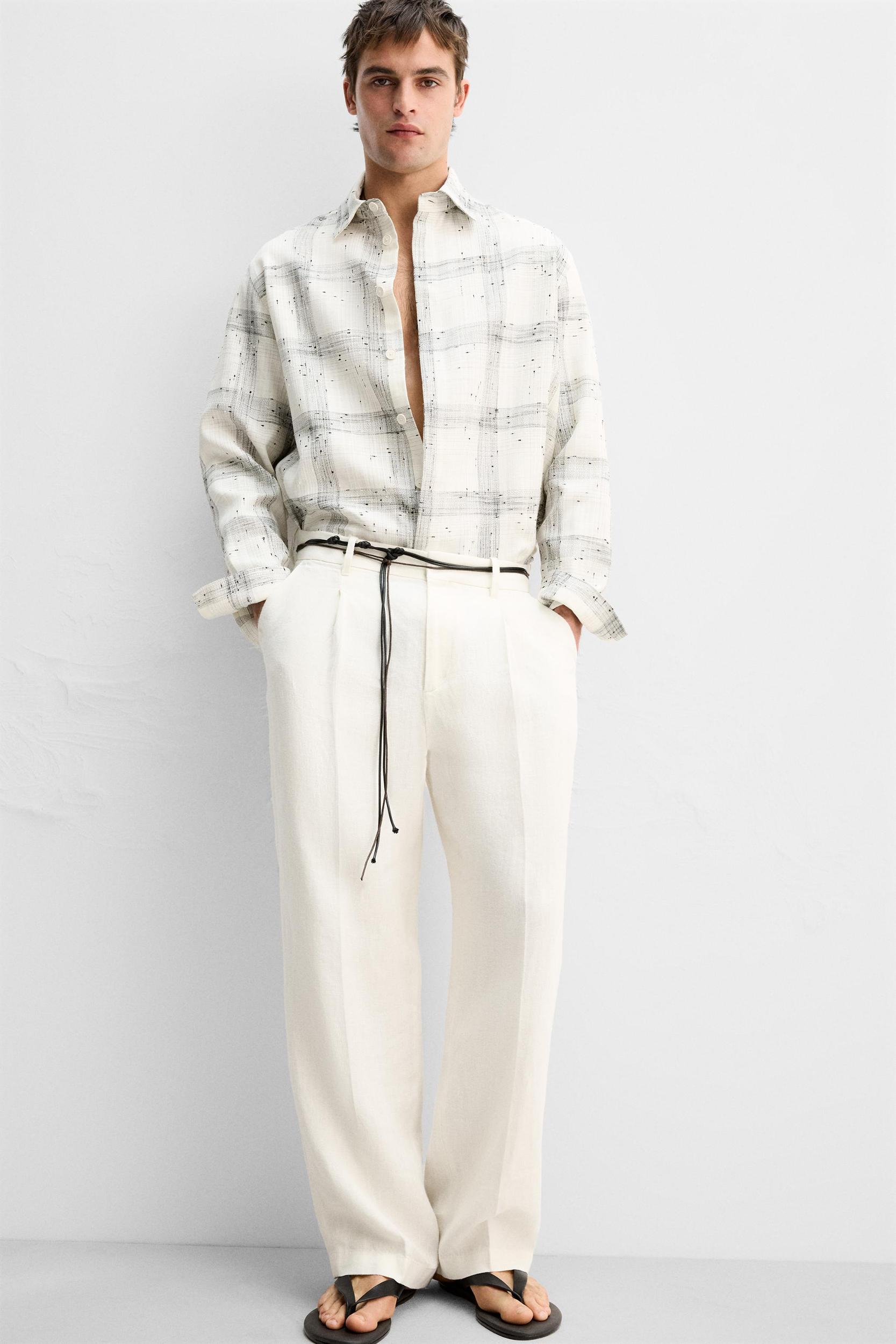 LIMITED EDITION 100% LINEN PLEATED PANTS Product Image