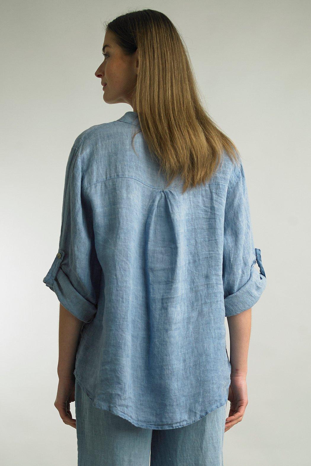 Denim Blue Henley Top Product Image