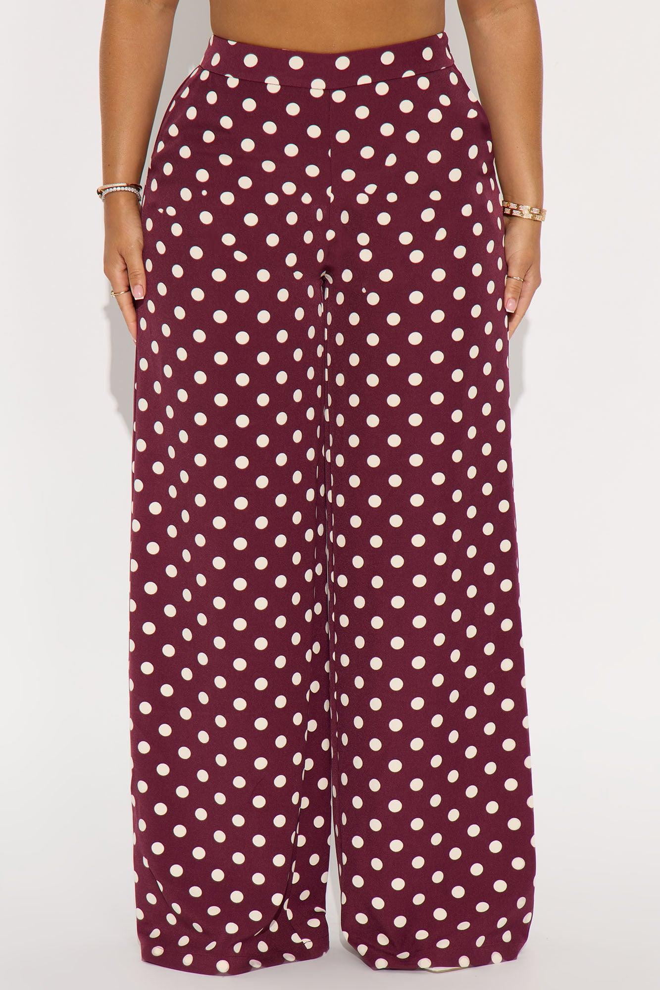 Lucelia Polka Dot Trouser Pant - Burgundy/combo Female Product Image