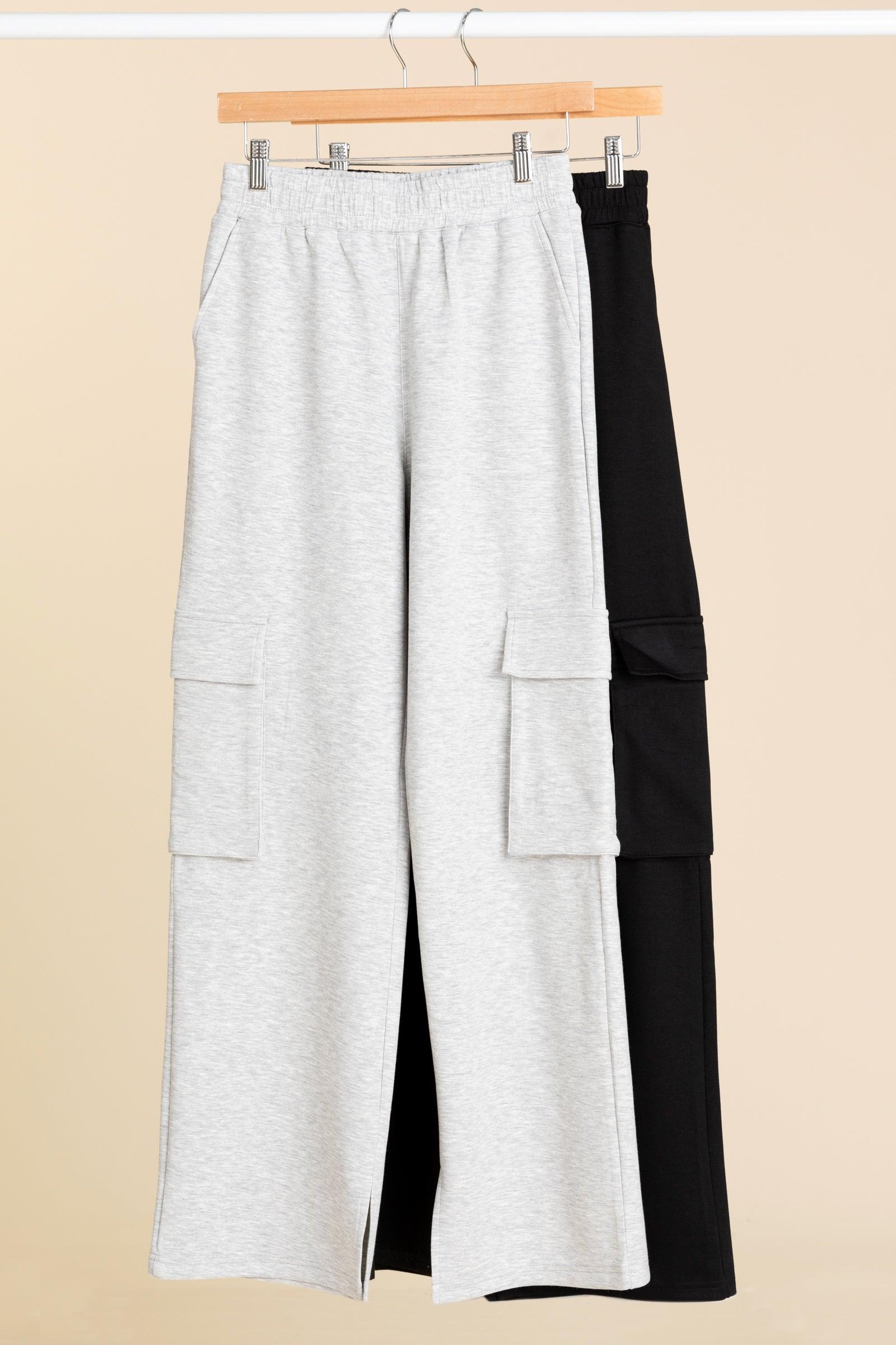 High Waisted Solid Knit Cargo Pants Product Image