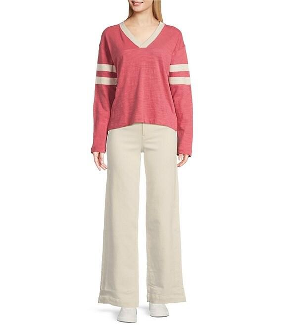 Faherty Stretch Terry Harbor High Rise Wide Leg Jeans Product Image