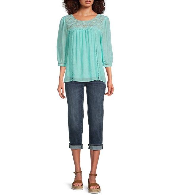 NYDJ Marilyn Cool Embrace® Stretch Denim Slim Straight Mid Rise Capri Stretch Jeans Product Image