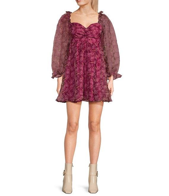 Coco + Jaimeson Long Sleeve Floral Print Organza Dress Product Image