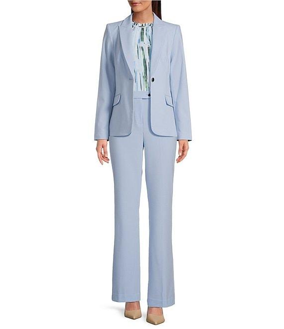 Calvin Klein Printed Novelty Textured Ruffle Mock Neck Sleeveless Top Product Image