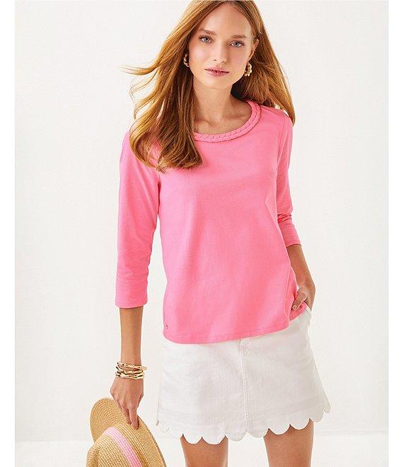 Lilly Pulitzer Paulson Cotton Jersey Knit Crew Neck 3/4 Sleeve Top Product Image