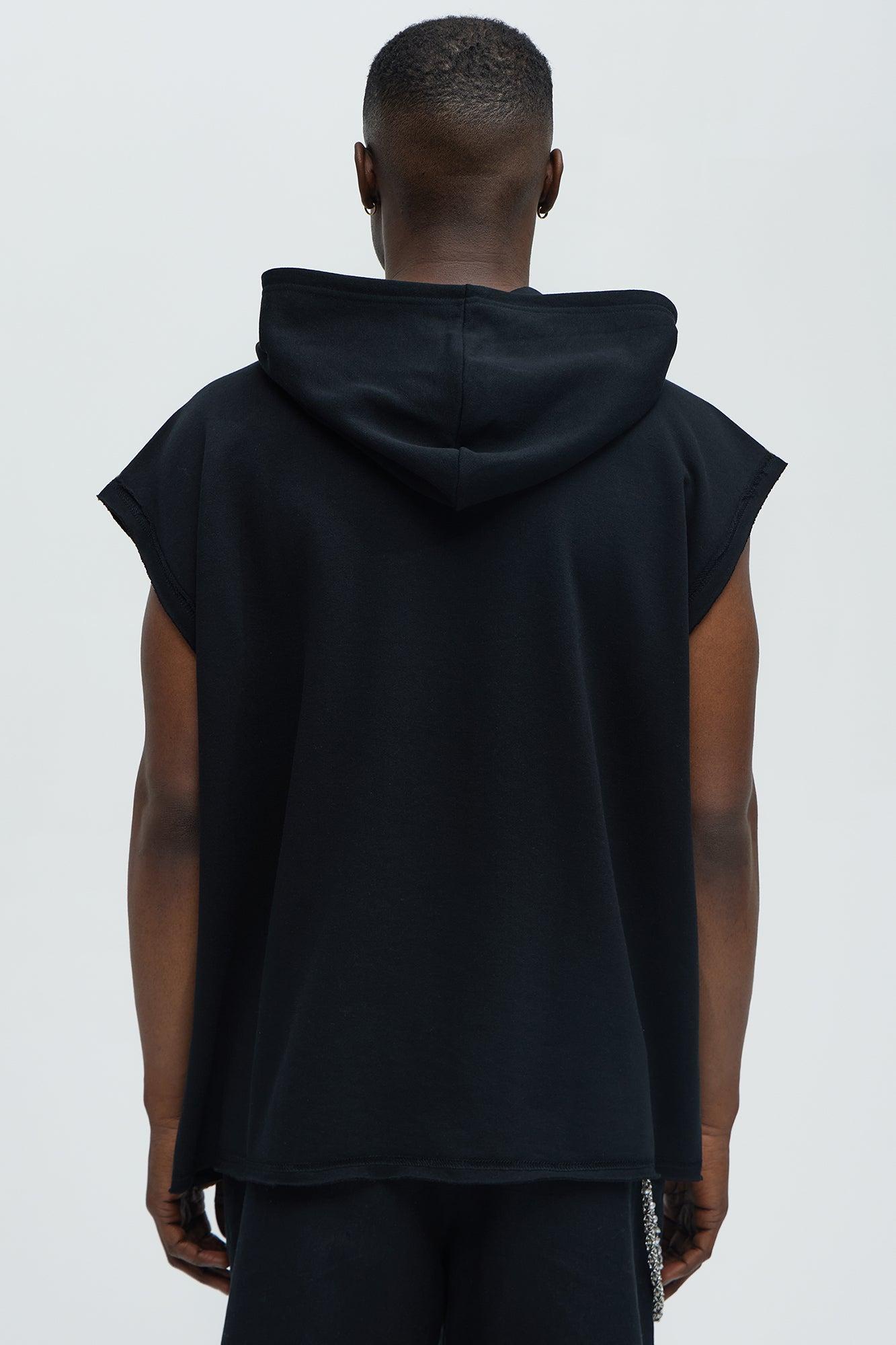 Von Dutch Contrast Stitch Sleeveless Hoodie - Black Product Image