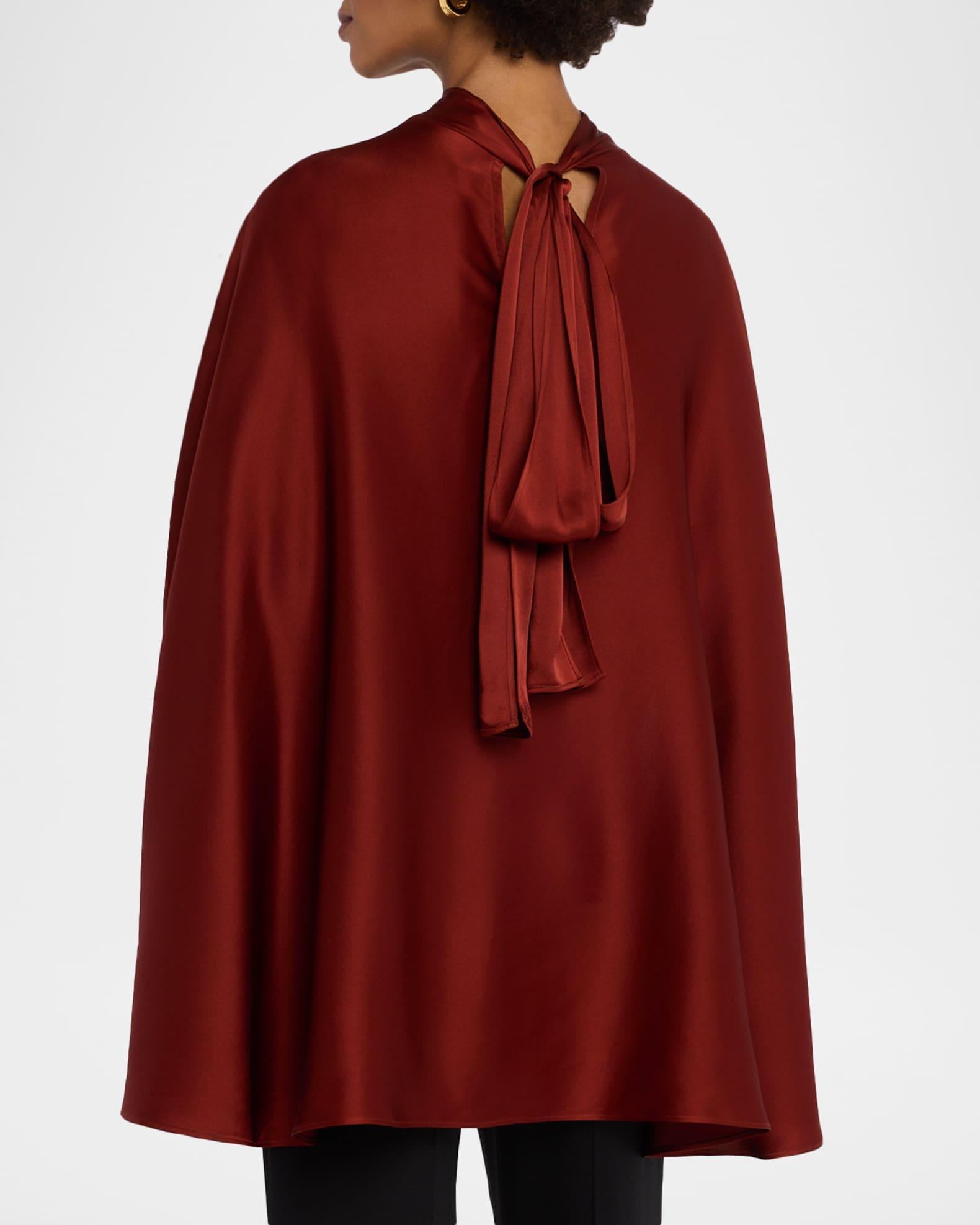 Mock-Neck Satin Cape Top Product Image