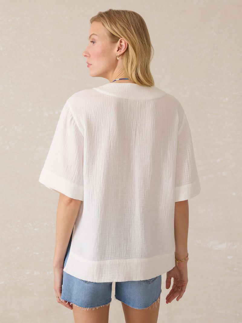 Dune Cotton Gauze Short Sleeve Popover - White Product Image