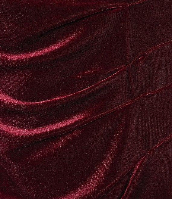 Marina Stretch Velvet Beaded Long Sleeve Pleated Side Dress Product Image