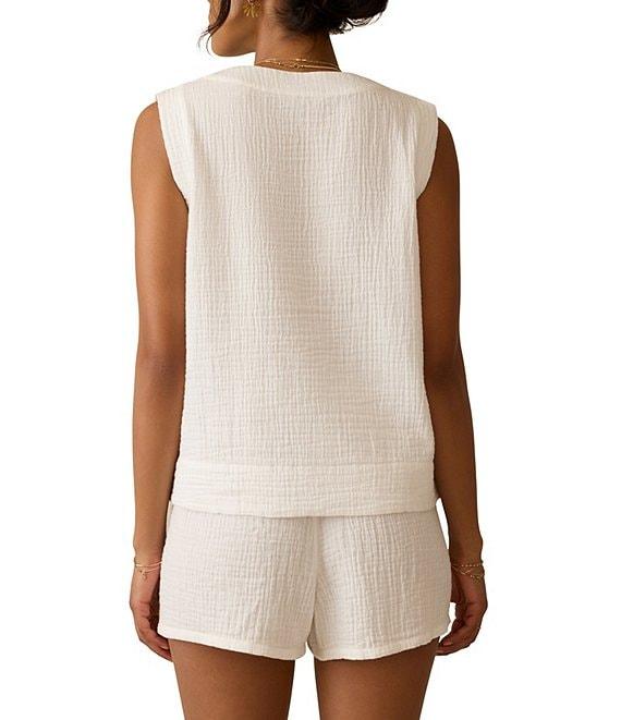 Faherty Organic Cotton Gauze Knit V-Neck Sleeveless Popover Tank Product Image