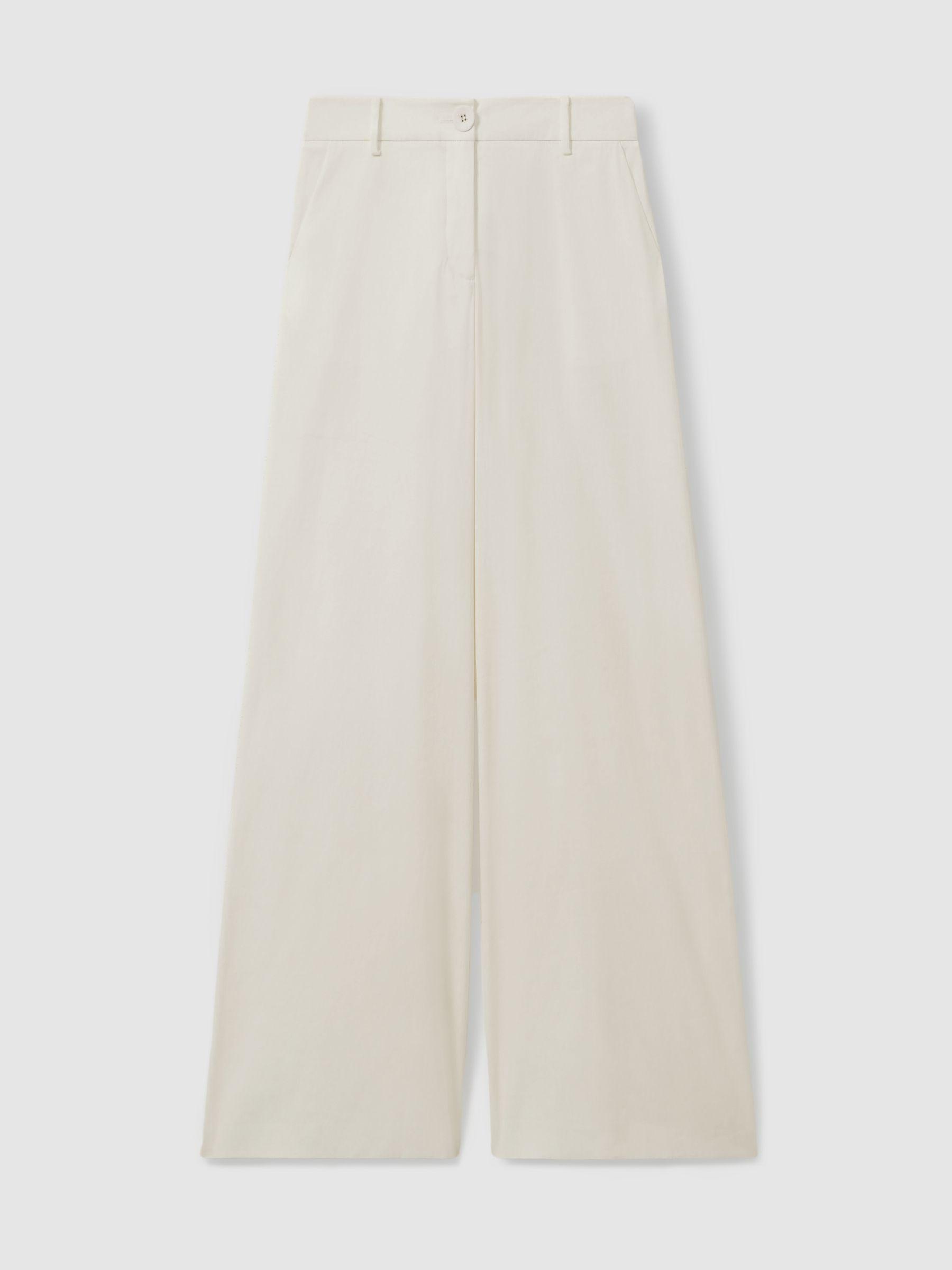 Anna Quan Wide Leg Linen Blend Trousers in Ivory Product Image