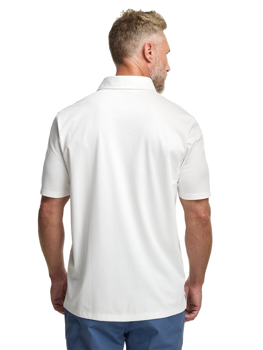 Cotton Blend Three Button Polo - White Product Image