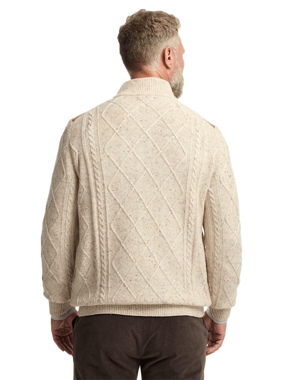 Donegal Full Zip Mock Neck Sweater - Ivory Product Image