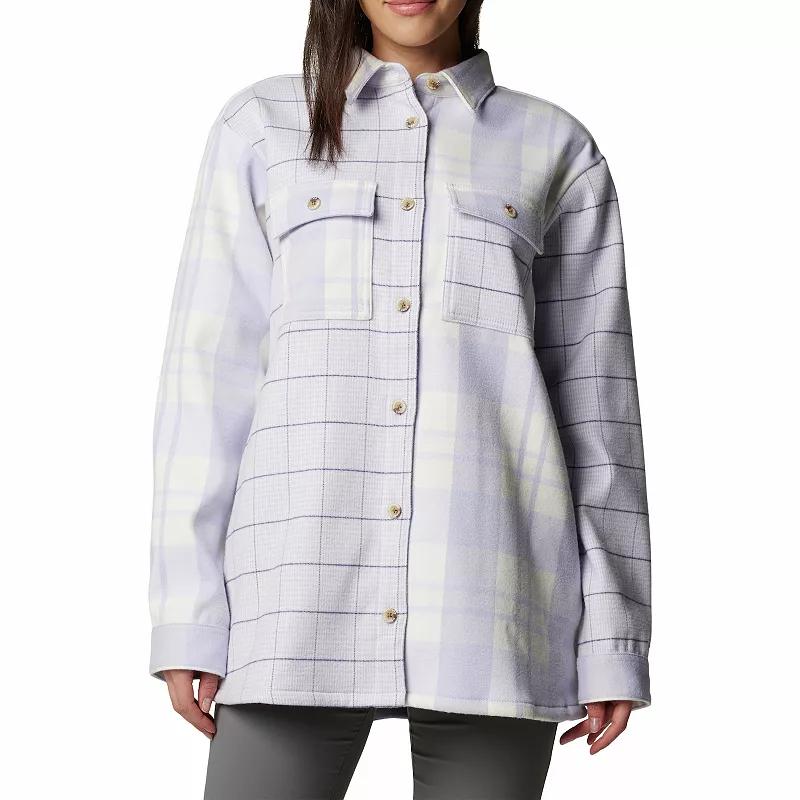Women's Columbia Blue Point Creek Shirt Jacket, Size: Medium, Snowdrift Tartan Product Image