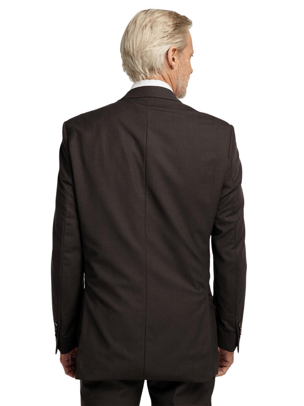 Wool Stretch Bengaline Single Breasted Peak Lapel Suit - Dark Brown Product Image