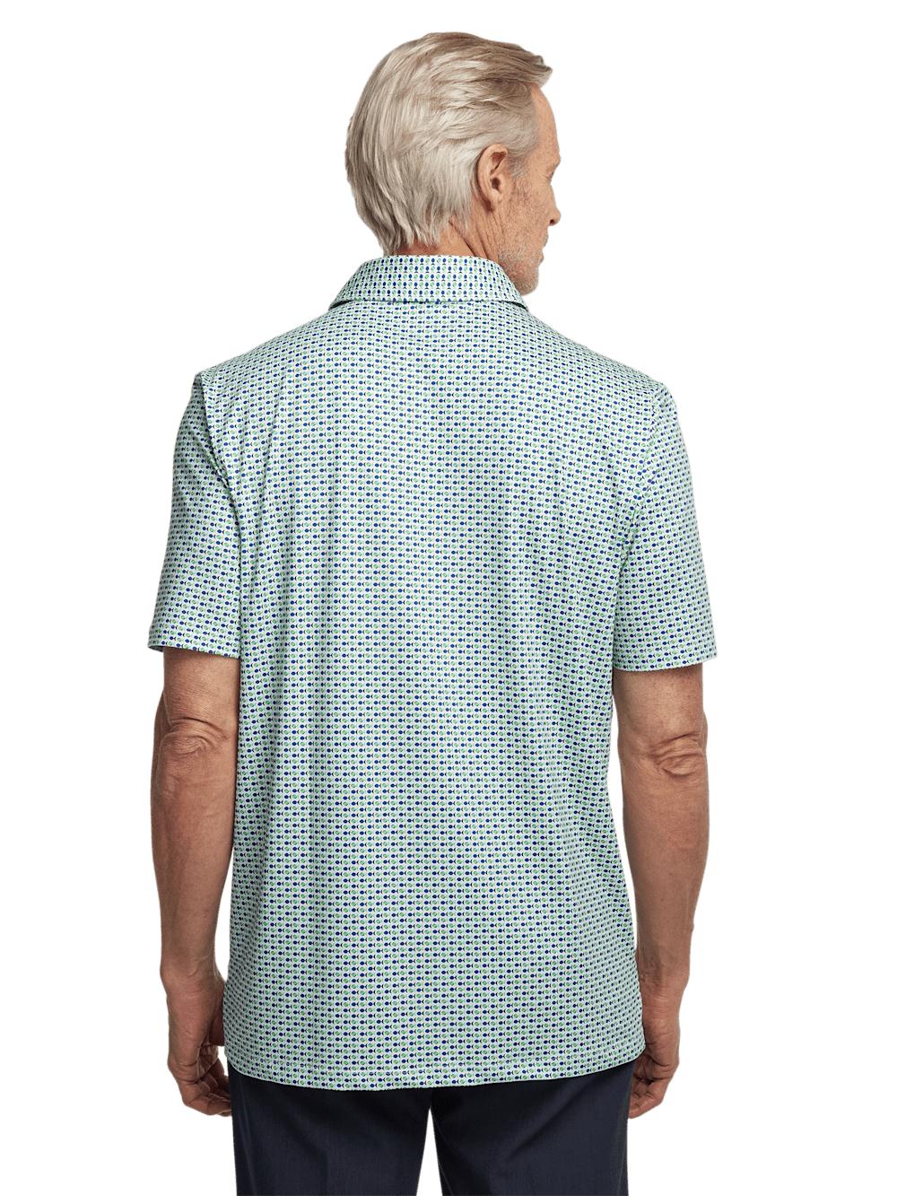 Performance Blend Three Button Polo - Navy/green Product Image