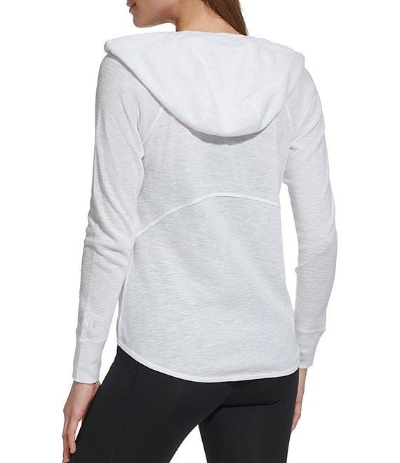 DKNY Sport by Donna Karan Long Sleeve Full Zip Mini Slub Waffle Pocketed Hoodie Product Image